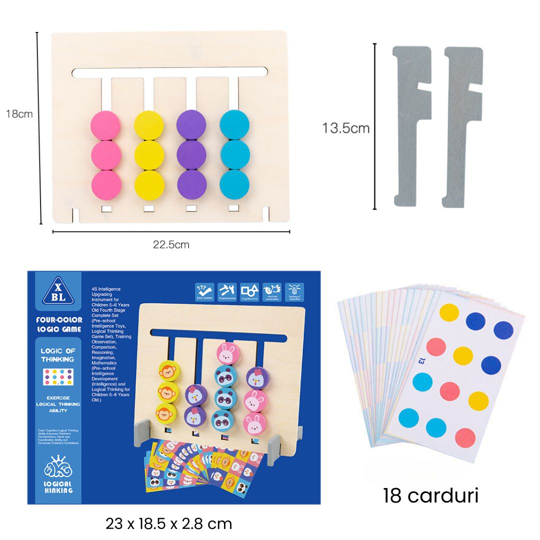 Joc de potrivire cu animale și 4 culori, 18 carduri, 3 ani+