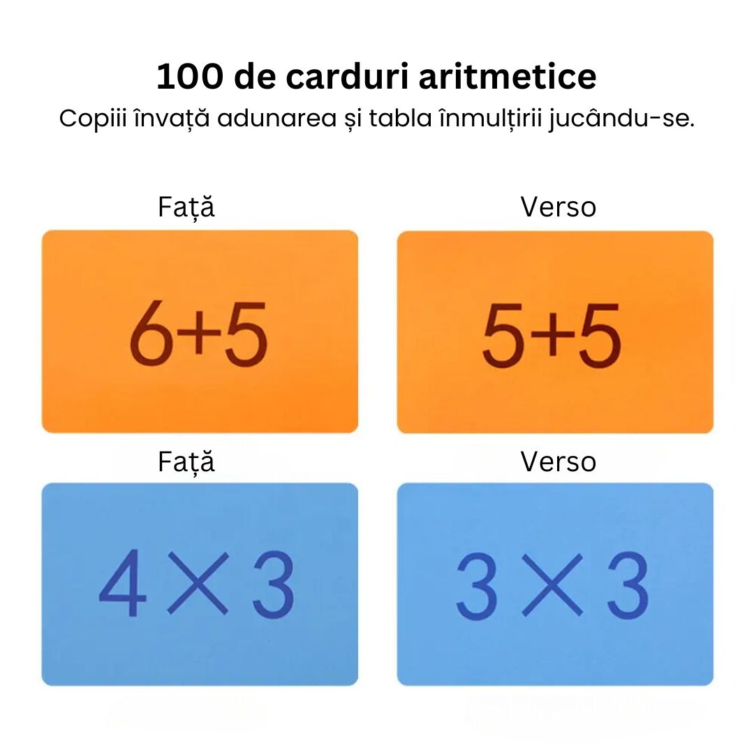 Tabla Adunării și Înmulțirii, cu 100 de carduri, 5 ani+