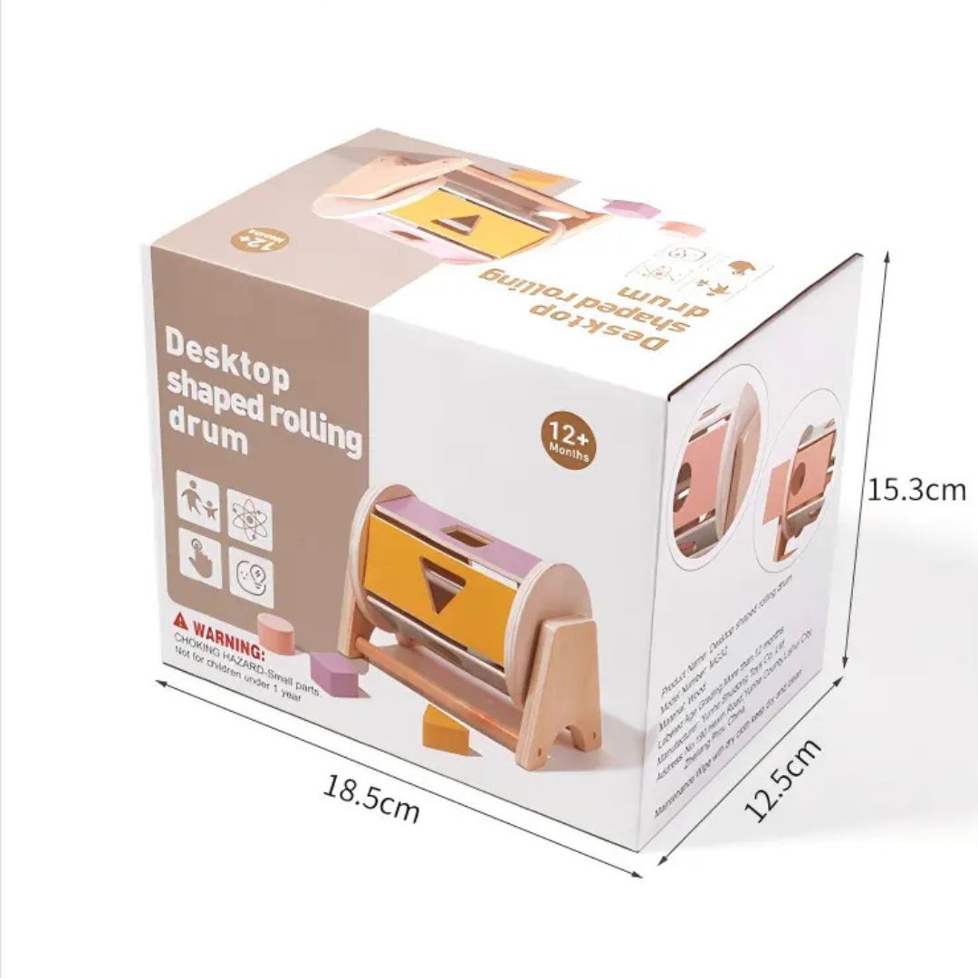 Joc de tip Montessori, Tambur cu forme geometrice, 1 an+