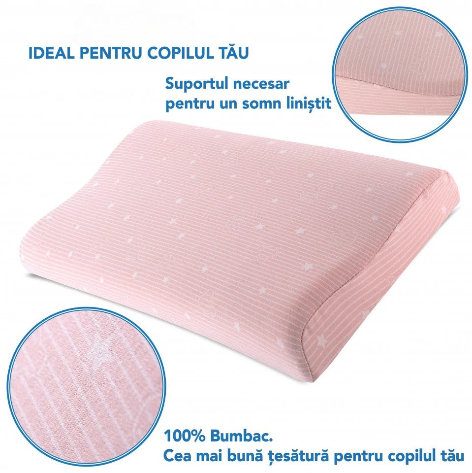Perna pentru copii Toddler - Pattern Roz 24+ luni Hipoalergenica, din spuma cu memorie