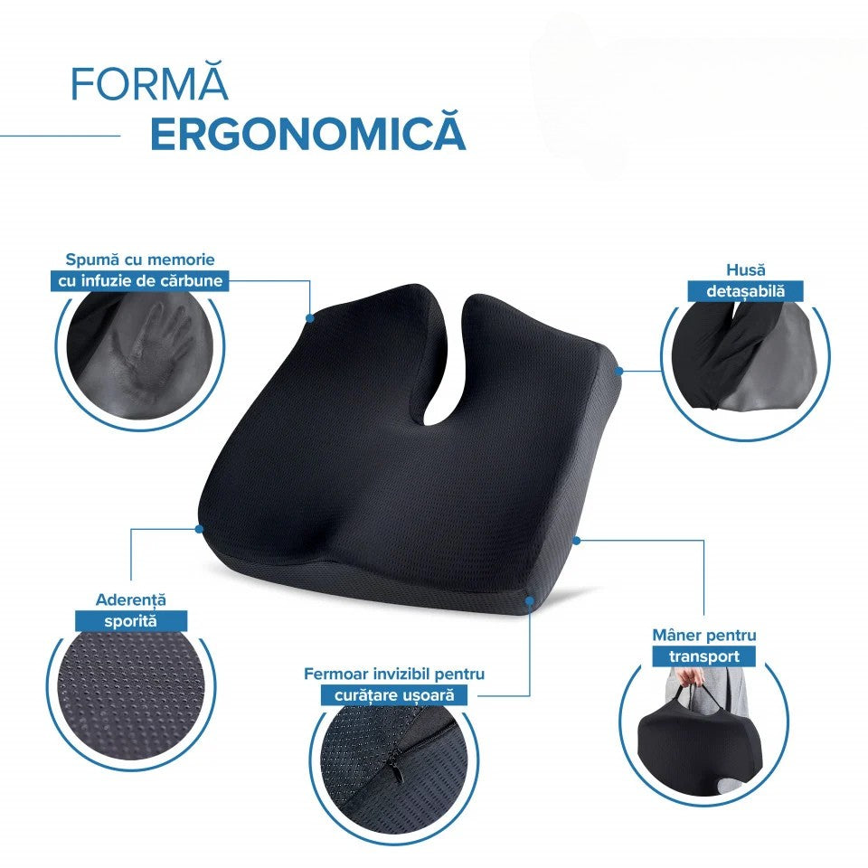 Perna de șezut pentru gravide | Perna Ortopedica Suport Coccis Confort pentru scaun de birou sau masina cu spuma cu memorie