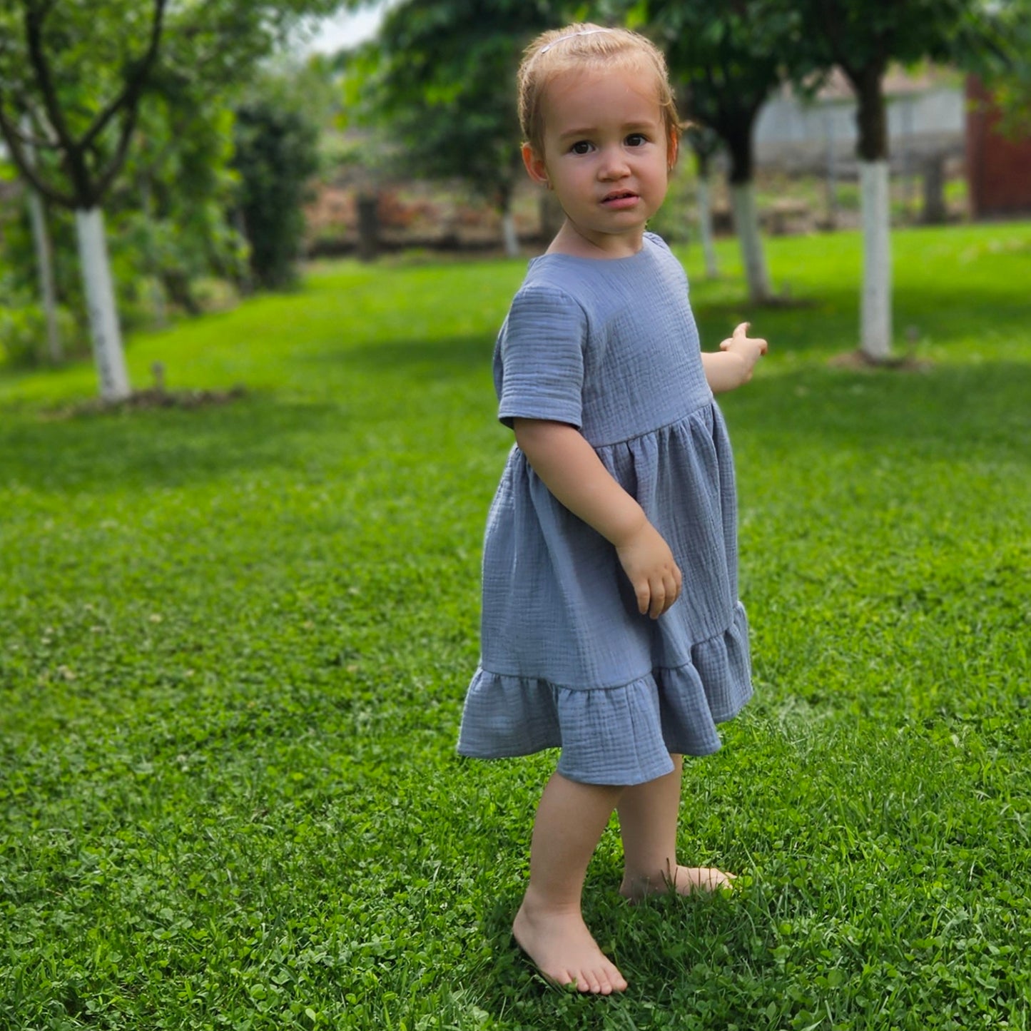 Rochita albastra fetite muselina