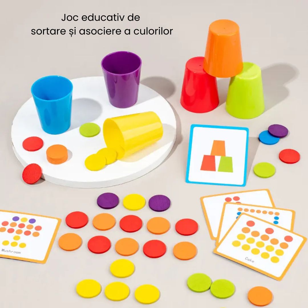 Joc de sortare a jetoanelor, cu 6 pahare, 3 ani+