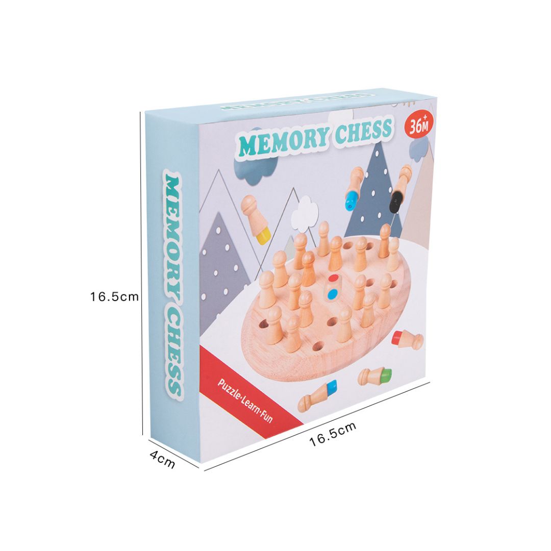 Joc de societate și memorie, din lemn - Memory Chess, 3 ani+