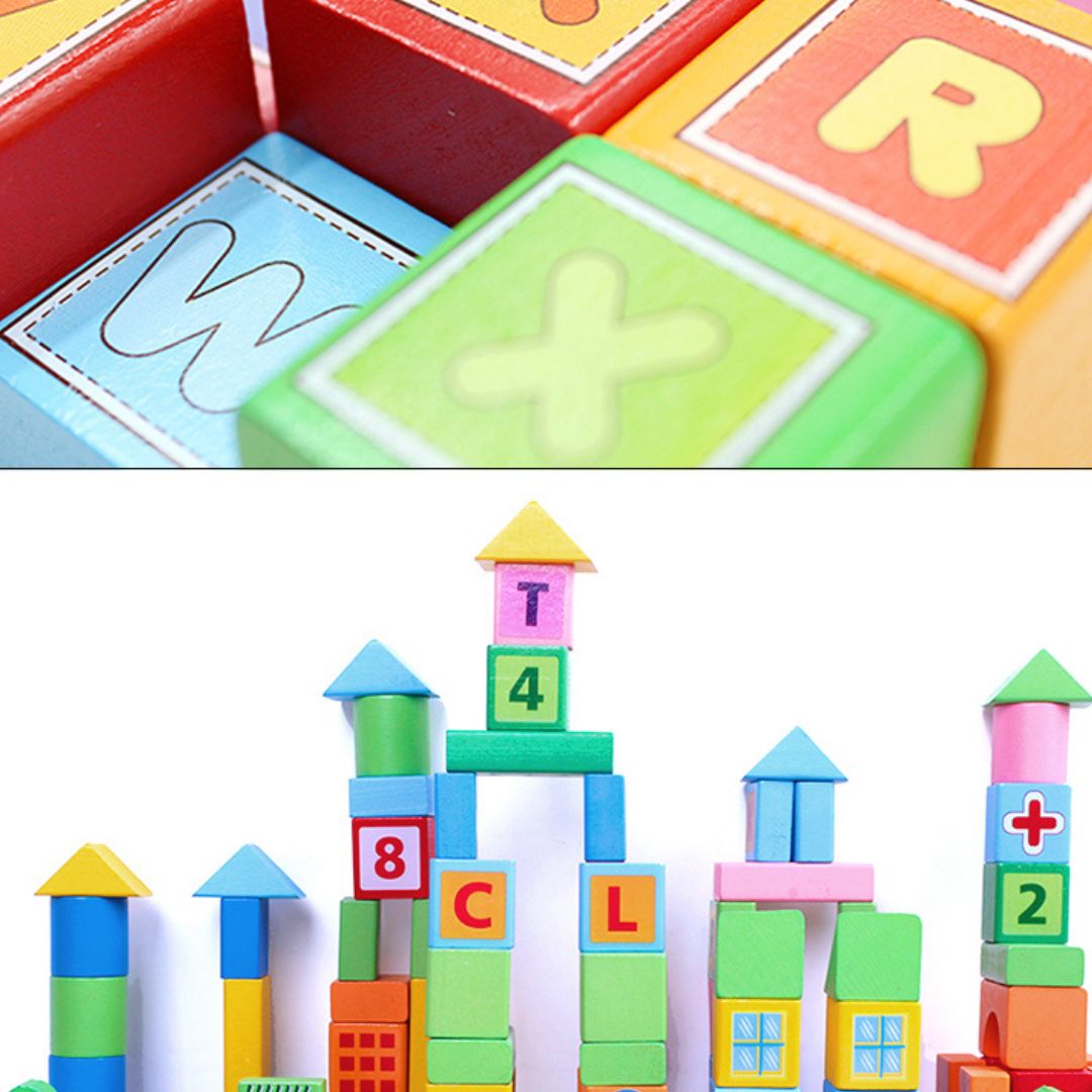 Set de Construcție din lemn Smart Town, 100 piese, 3 ani+