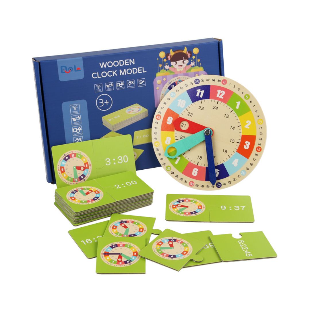 Joc educativ din lemn: Descoperă Timpul, 15 cartonașe, 3 ani+