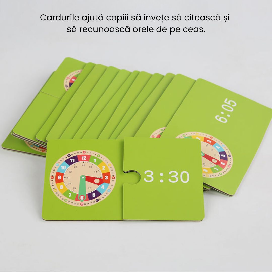 Joc educativ din lemn: Descoperă Timpul, 15 cartonașe, 3 ani+
