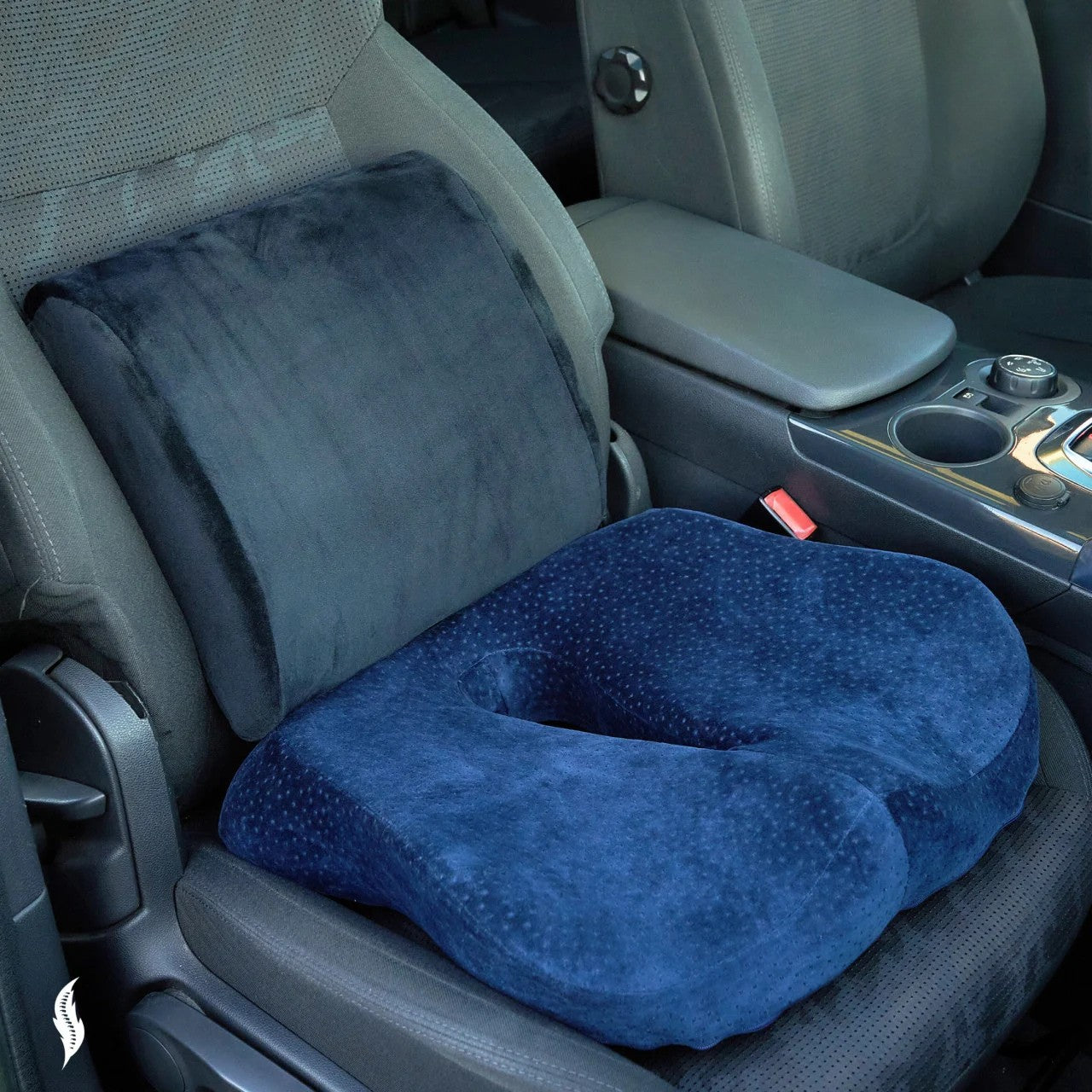Perna de șezut pentru gravide | Perna Ortopedica de Sezut Navy Blue pentru scaun de birou sau masina, din spuma cu memorie, cu suport pentru Coccis, Albastra