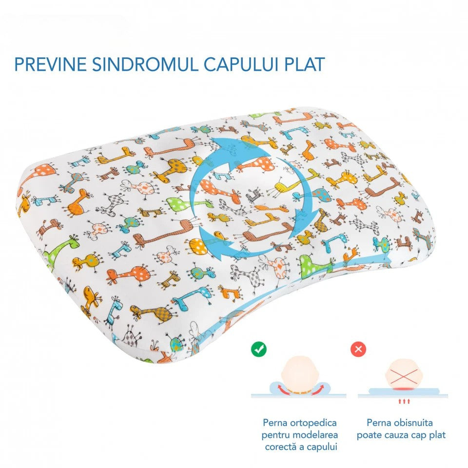 Perna ortopedica Baby pentru nou nascuti 8-24 luni | Multicolora cu animalute | impotriva plagiocefaliei