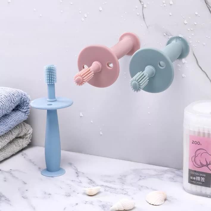 Periuță de dinți din silicon pentru bebeluși – Fără BPA, 360°, cu barieră anti-înghițire și mâner ergonomic