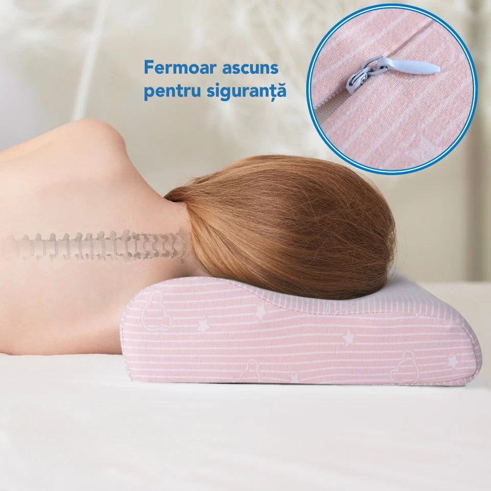 Perna pentru copii Toddler - Pattern Roz 24+ luni Hipoalergenica, din spuma cu memorie