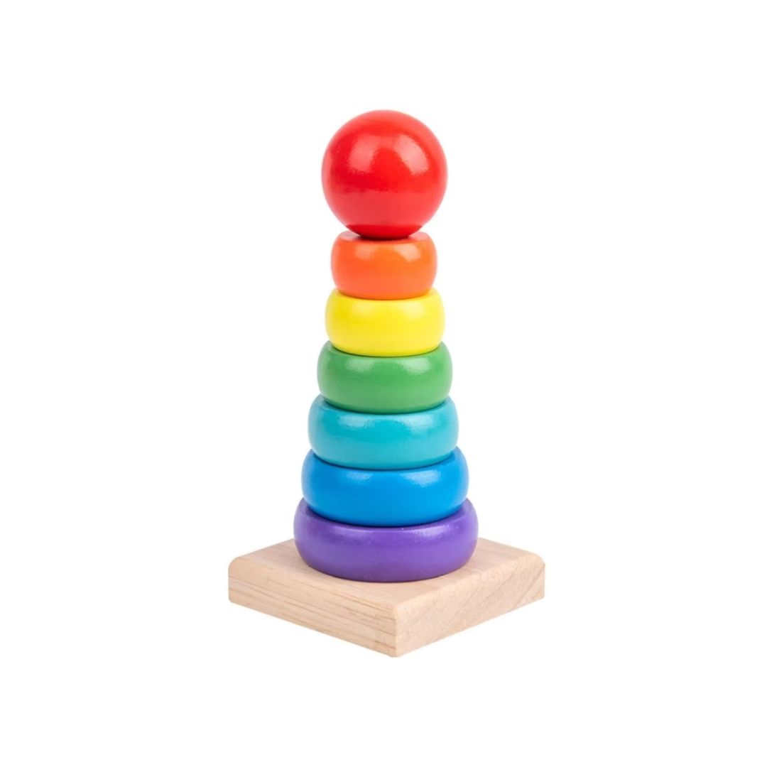 Turnul Curcubeu din lemn cu 7 piese, 1 an+