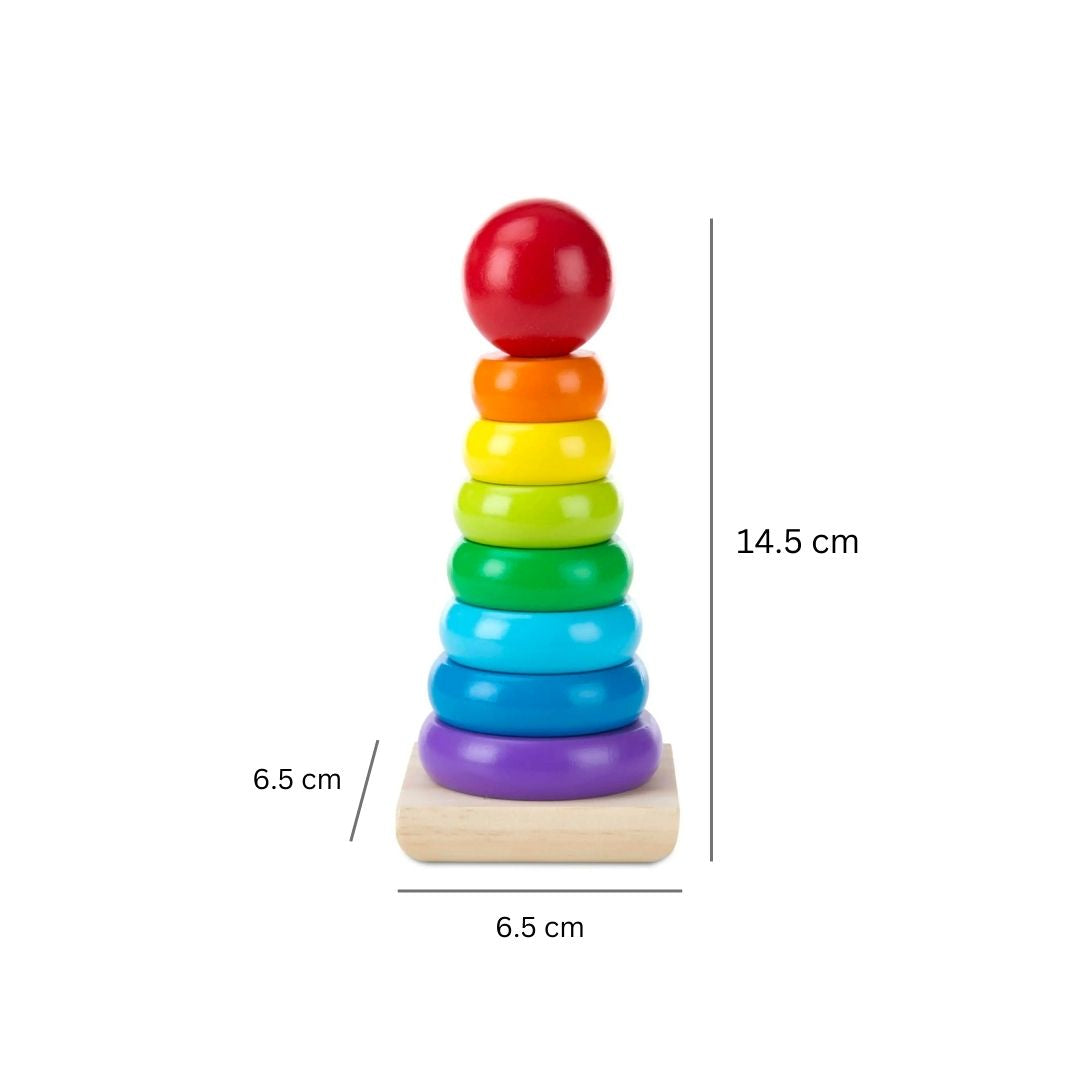 Turnul Curcubeu din lemn cu 7 piese, 1 an+