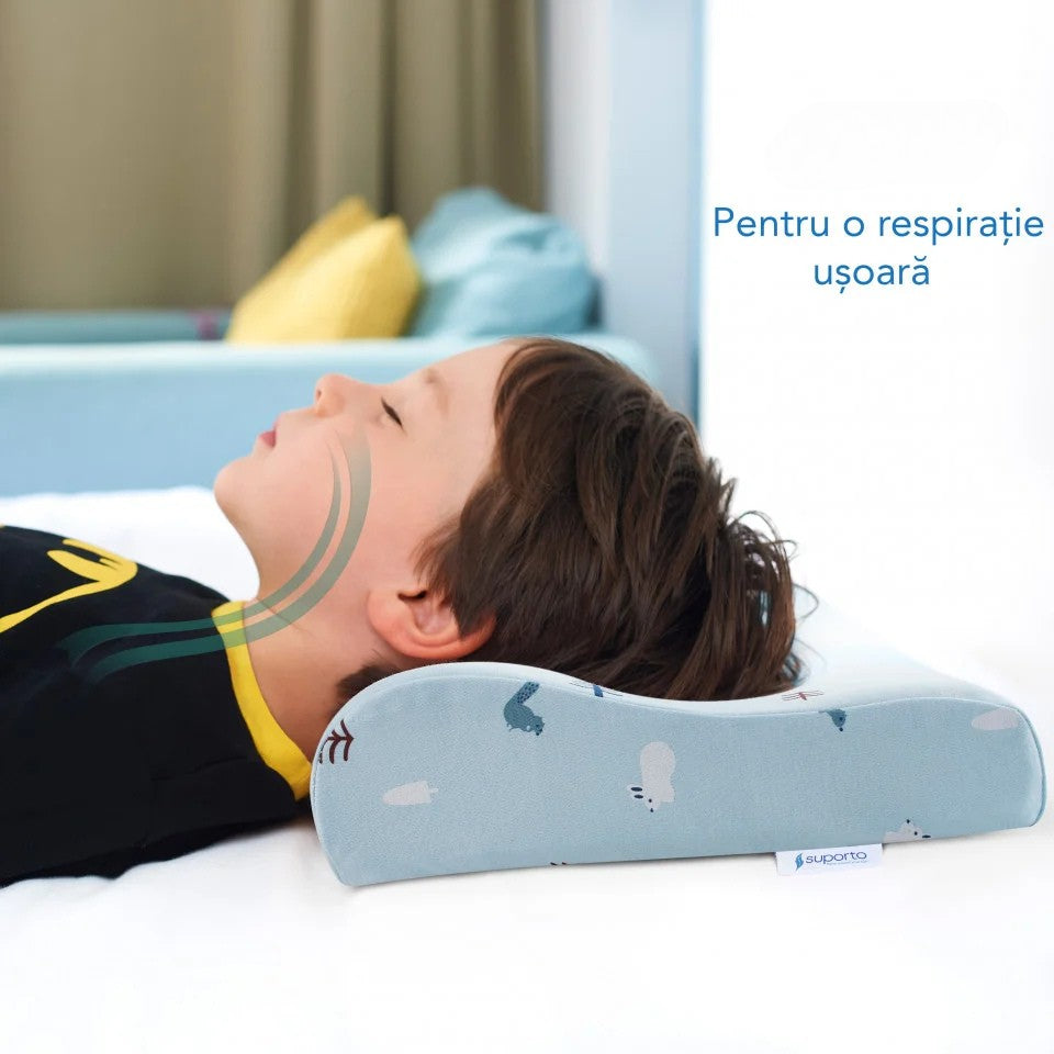 Perna pentru copii Toddler 24+ luni Albastra, Hipoalergenica, din spuma cu memorie