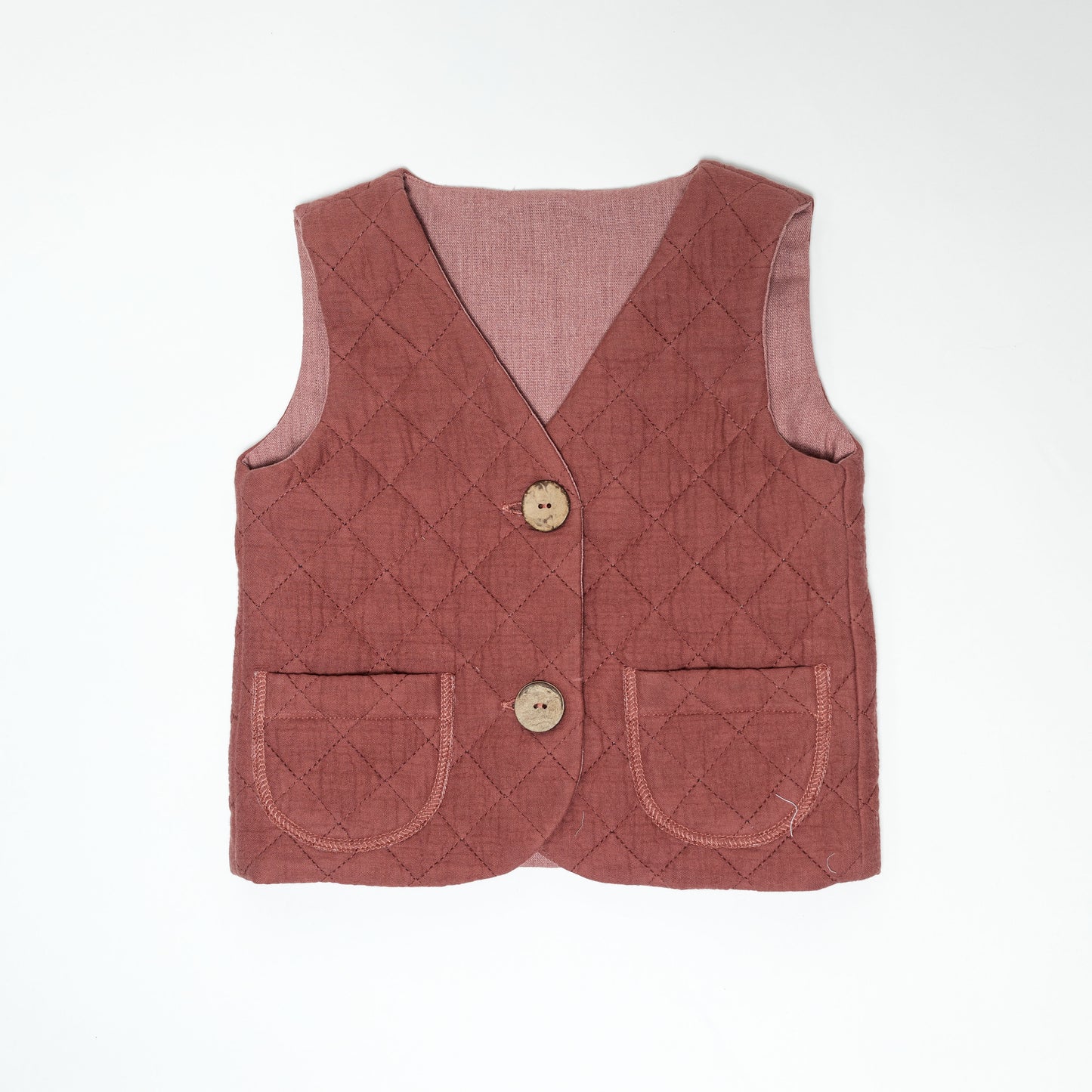 Vesta copii din muselina matlasata caramiziu