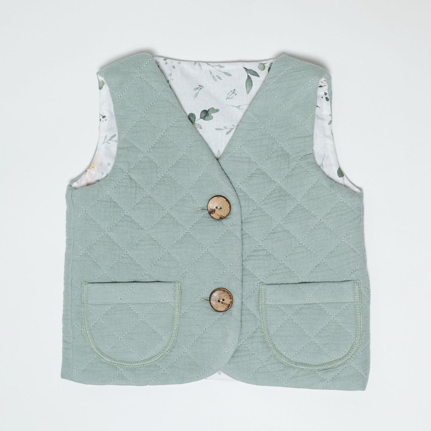 Vesta copii din muselina matlasata verde