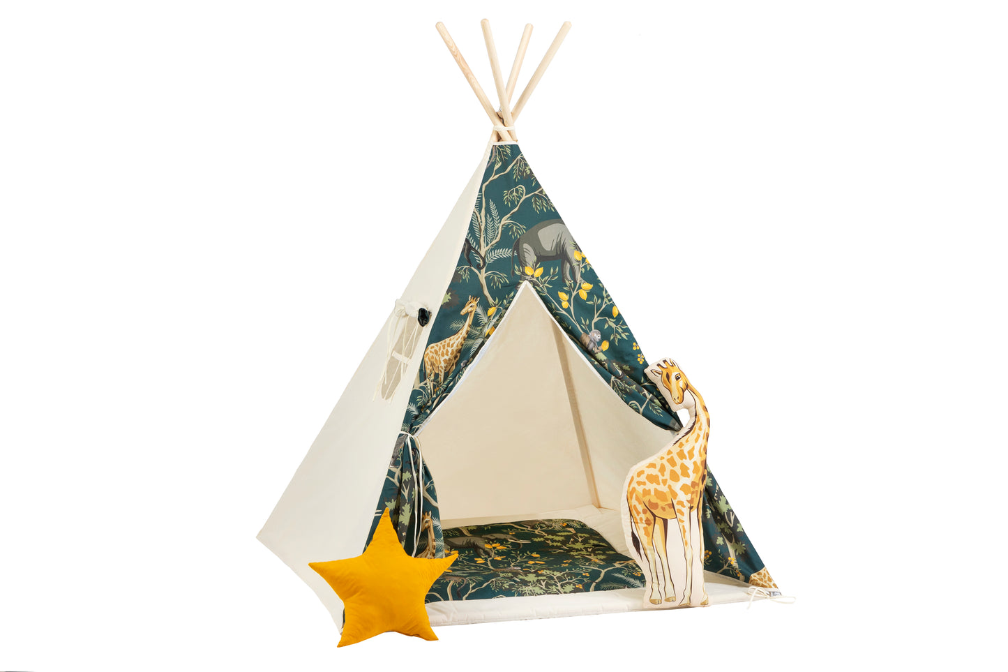 Cort teepee pentru copii, 110 cm x 110 cm - Safari