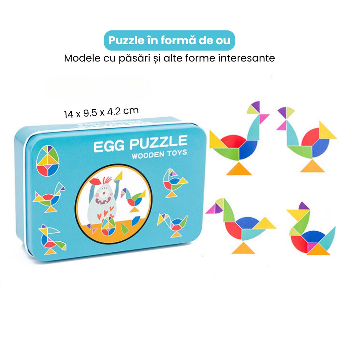 Puzzle din Lemn - Egg Puzzle, 7 pies, 3 ani+