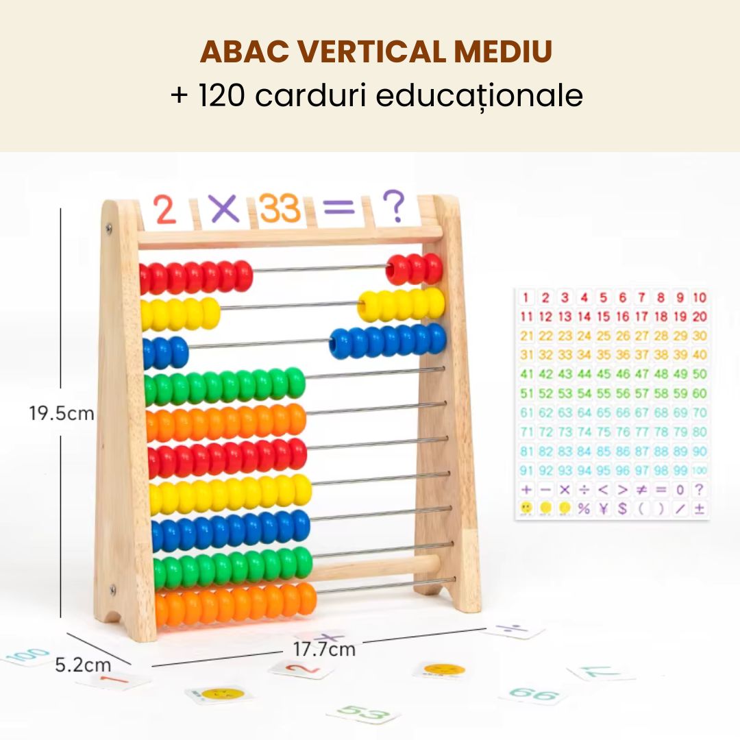 Abac vertical din lemn, cu 120 de carduri, 3 ani+