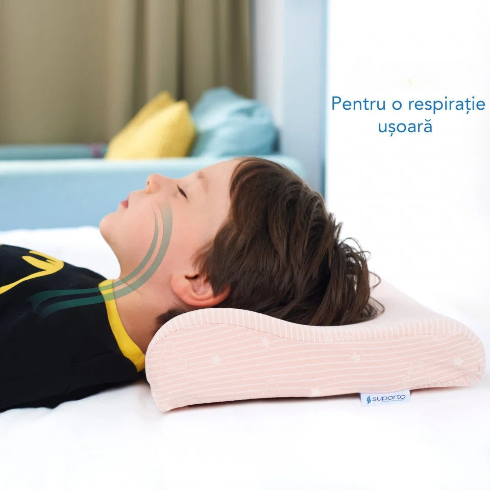 Perna pentru copii Toddler - Pattern Roz 24+ luni Hipoalergenica, din spuma cu memorie
