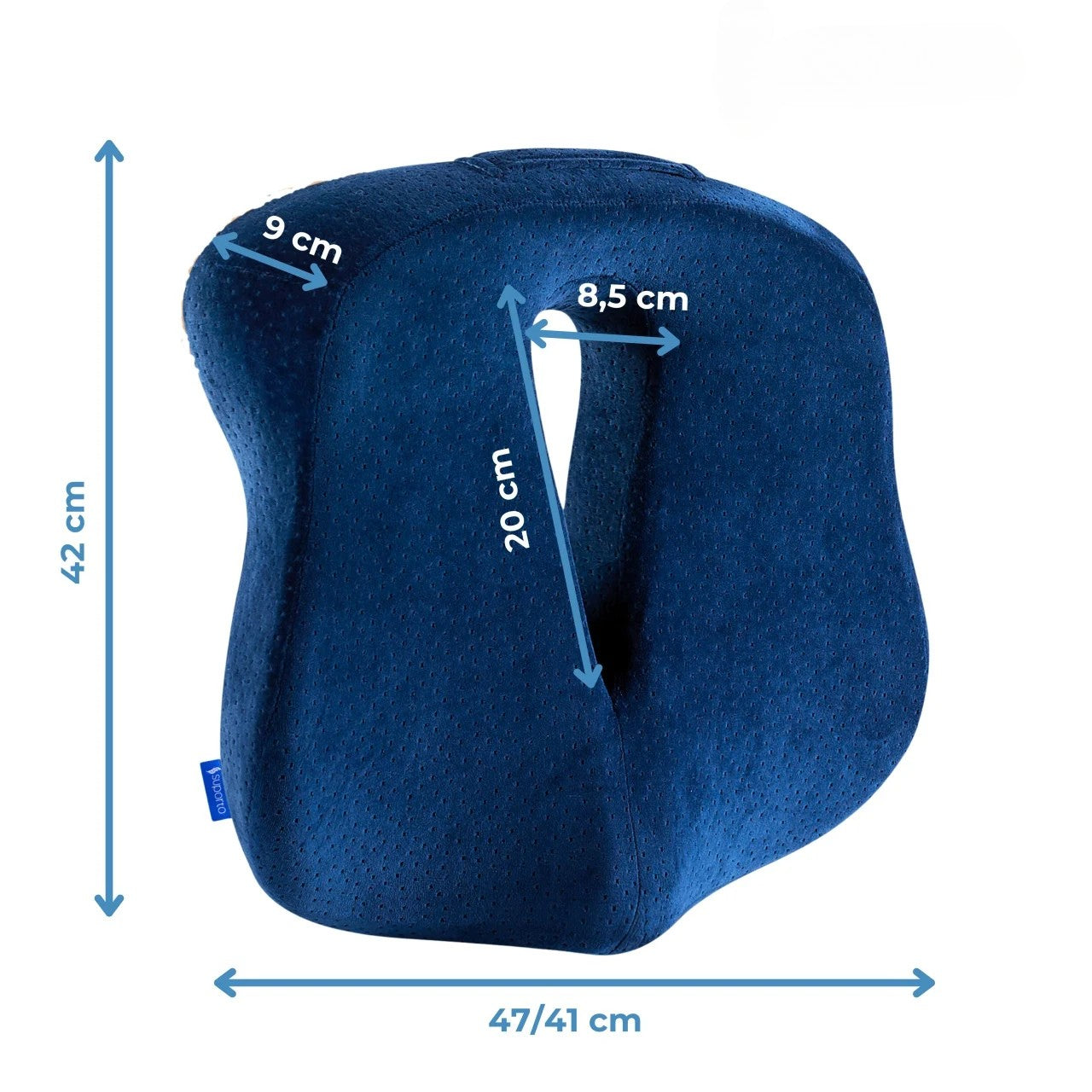 Perna de șezut pentru gravide | Perna Ortopedica de Sezut Navy Blue pentru scaun de birou sau masina, din spuma cu memorie, cu suport pentru Coccis, Albastra