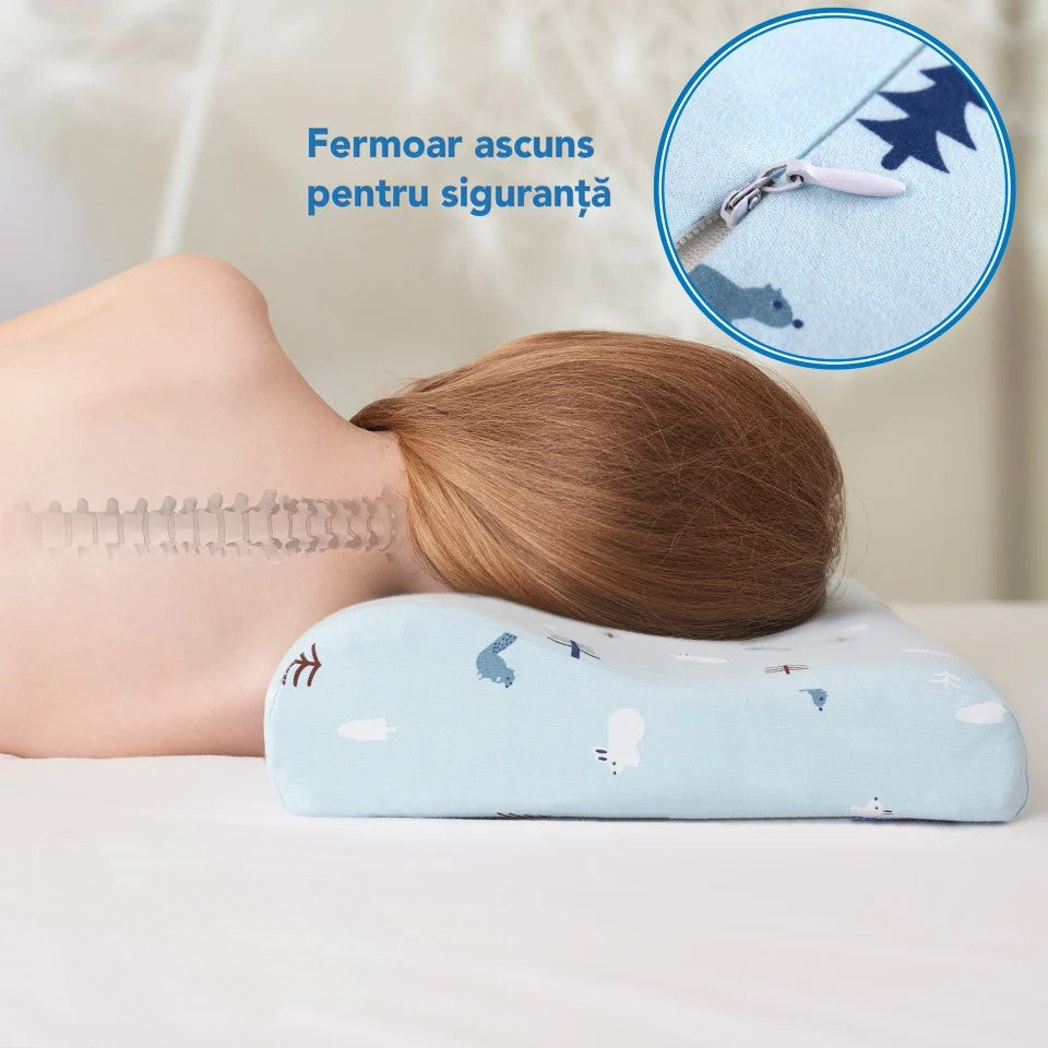 Perna pentru copii Toddler 24+ luni Albastra, Hipoalergenica, din spuma cu memorie