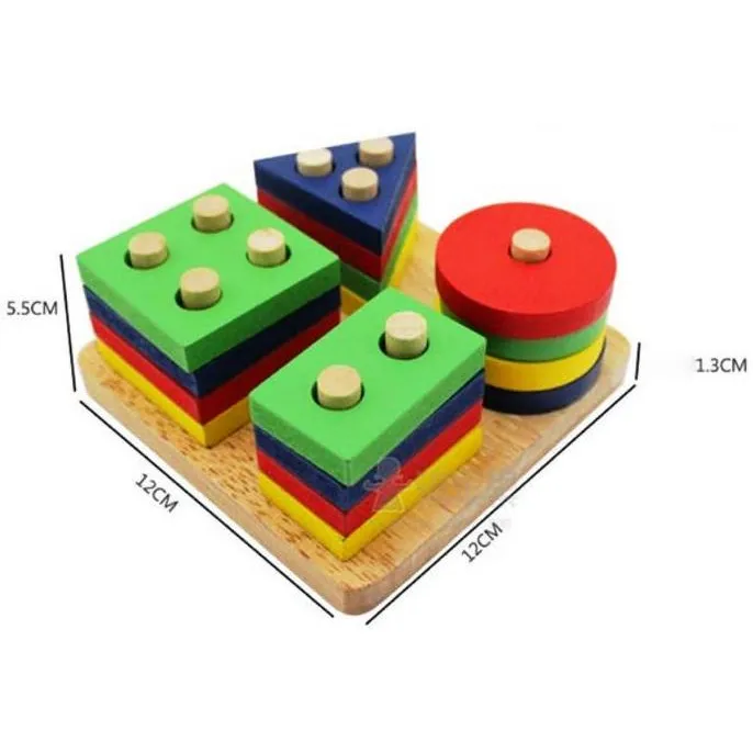 Sortator Geometric din Lemn – 4 Coloane Montessori