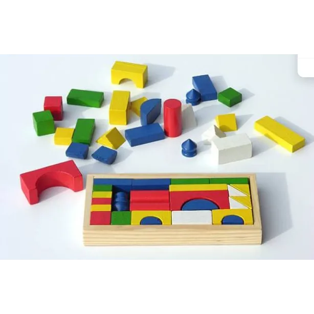 Set Cuburi din Lemn – 26 Piese | Joc de Construcție Montessori