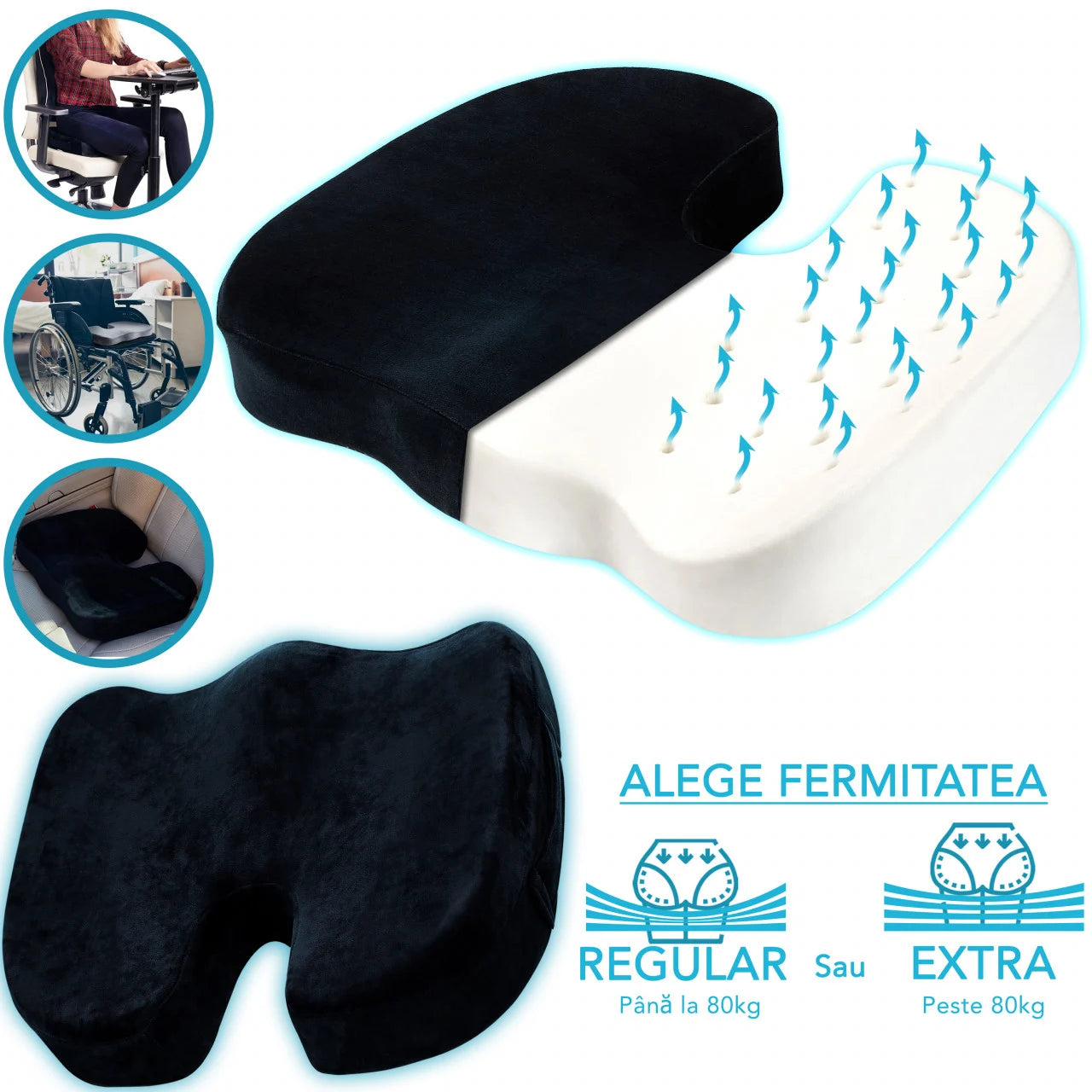 Husa de schimb - Perna de șezut pentru gravide | Perna Ortopedica Sezut Coccis din Spuma cu Memorie