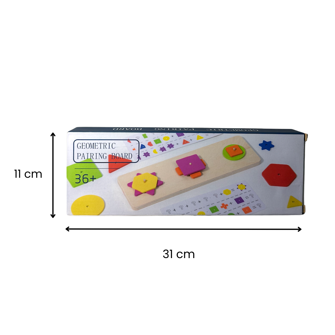 Joc de asociere forme geometrice, 18 piese din lemn, 10 carduri, 3 ani+
