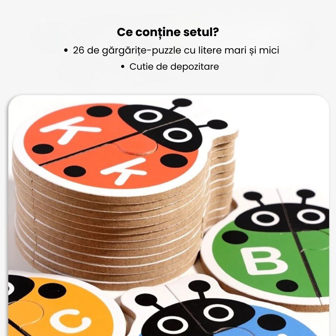 Joc de asociere litere, 26 gârgârițe colorate