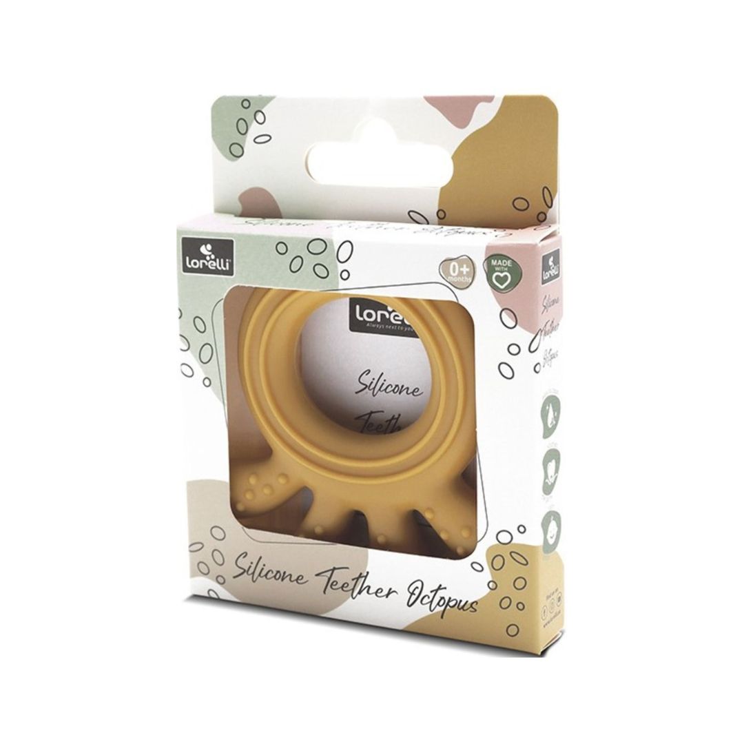 Jucărie Gingivală Silicon – Caracatiță Galbenă, 0 luni+