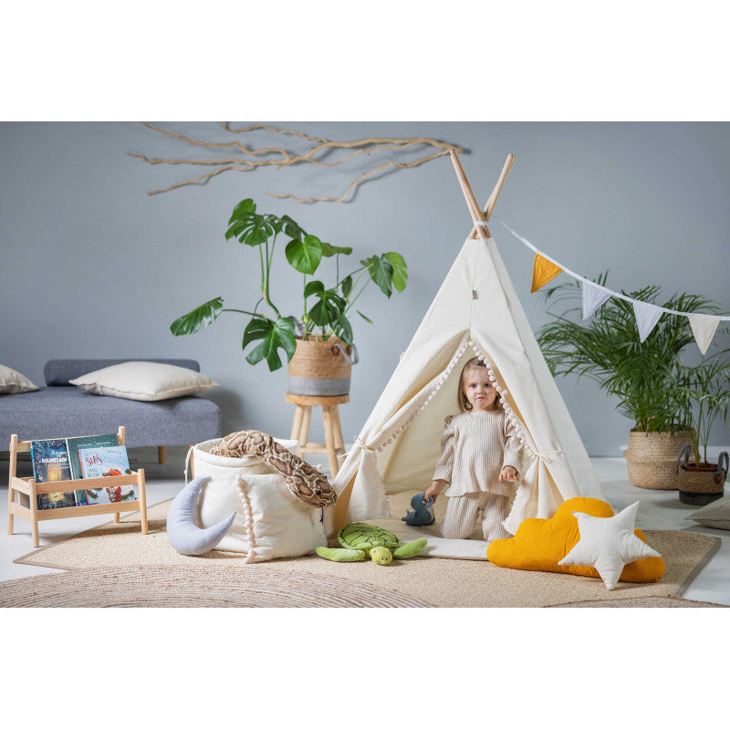 MEGA Set Cort teepee pentru copii, 110 cm x 110 cm - Cream Cloud