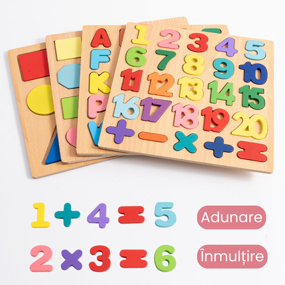 Puzzle Incastru 3D din Lemn cu 20 de Cifre