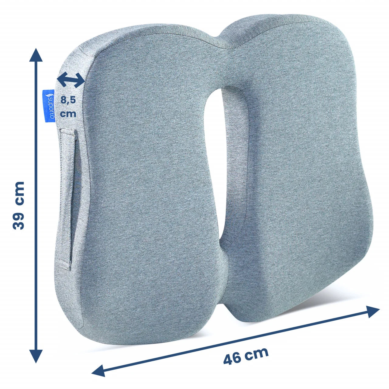 Perna de șezut pentru gravide | Perna Ortopedica de Sezut Slim pentru scaun de birou sau masina, din spuma cu memorie, cu suport pentru Coccis, Gri