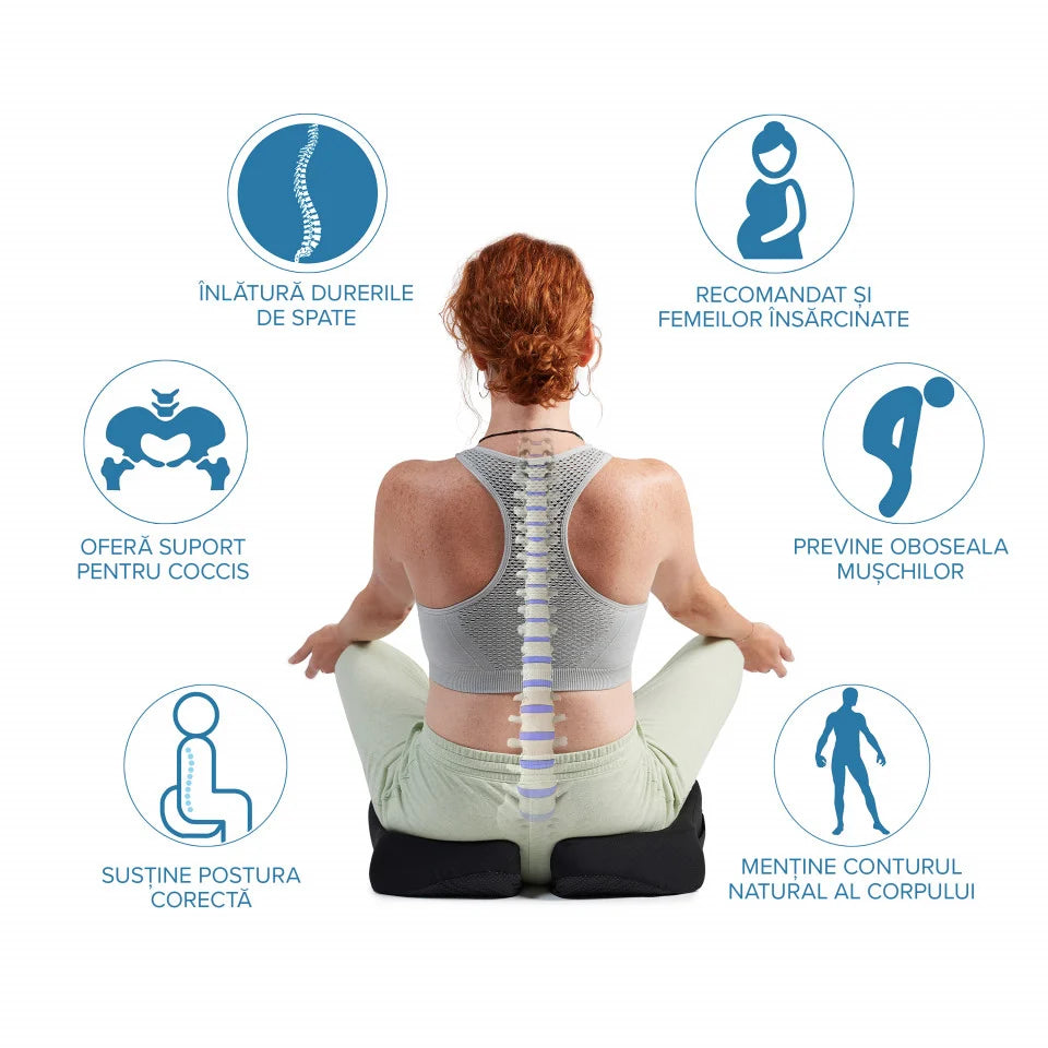 Perna de șezut pentru gravide | Perna Ortopedica Suport Coccis Confort pentru scaun de birou sau masina cu spuma cu memorie