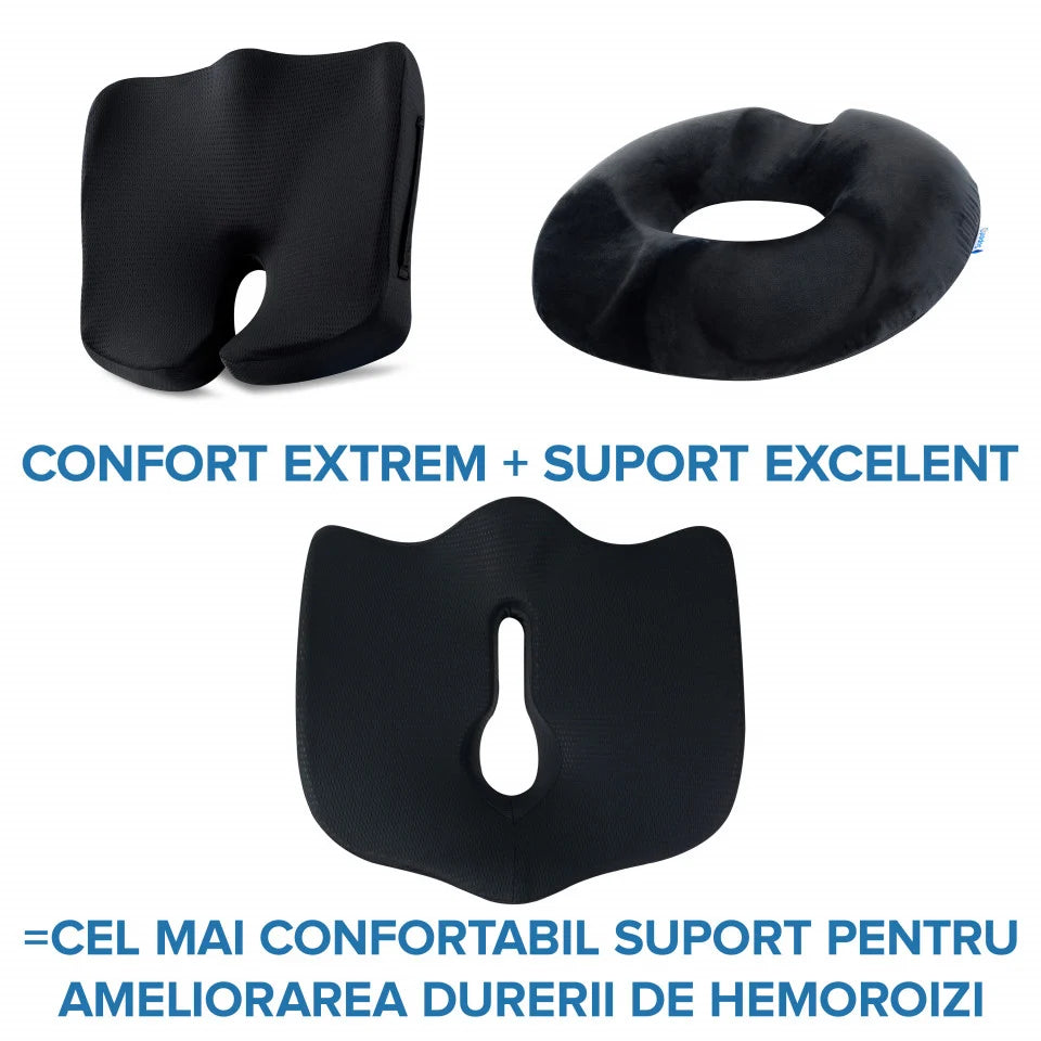 Perna de șezut pentru gravide | Perna Ortopedica Suport Coccis pentru scaun de birou sau masina cu spuma cu memorie, pentru hemoroizi