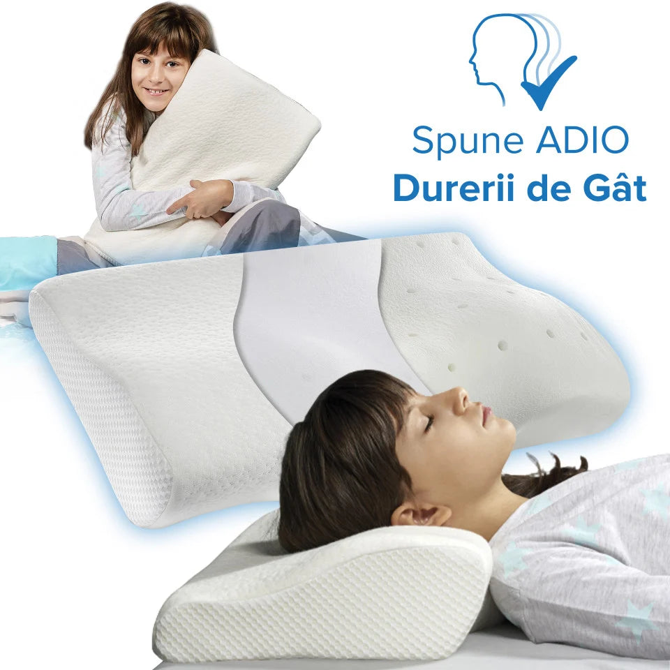 Set 4X perne cu suport cervical din spuma cu memorie pentru copii 12-16 ani 50x30, cu perforatii