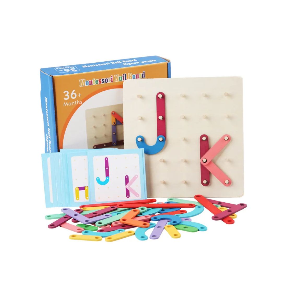Placă Montessori cu litere, cifre și forme