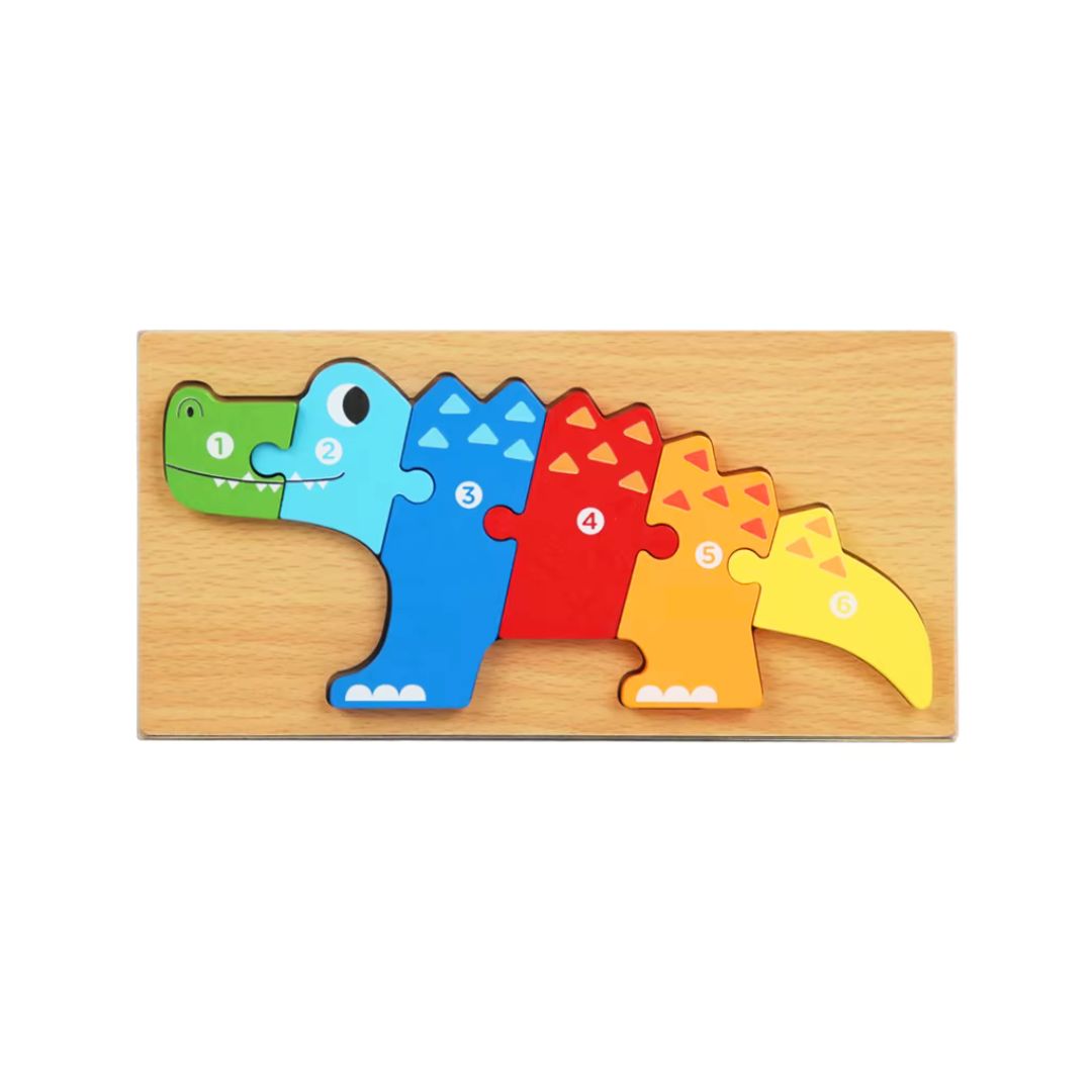 Puzzle 3D din lemn, 6-9 piese, 2 ani+