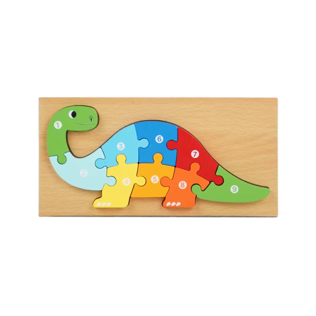 Puzzle 3D din lemn, 6-9 piese, 2 ani+