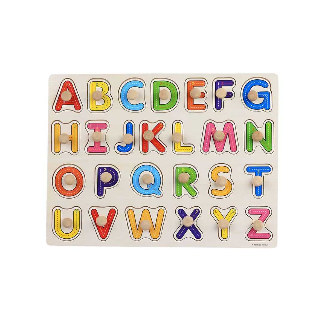 Puzzle incastru din lemn - 26 Litere, 2 ani+