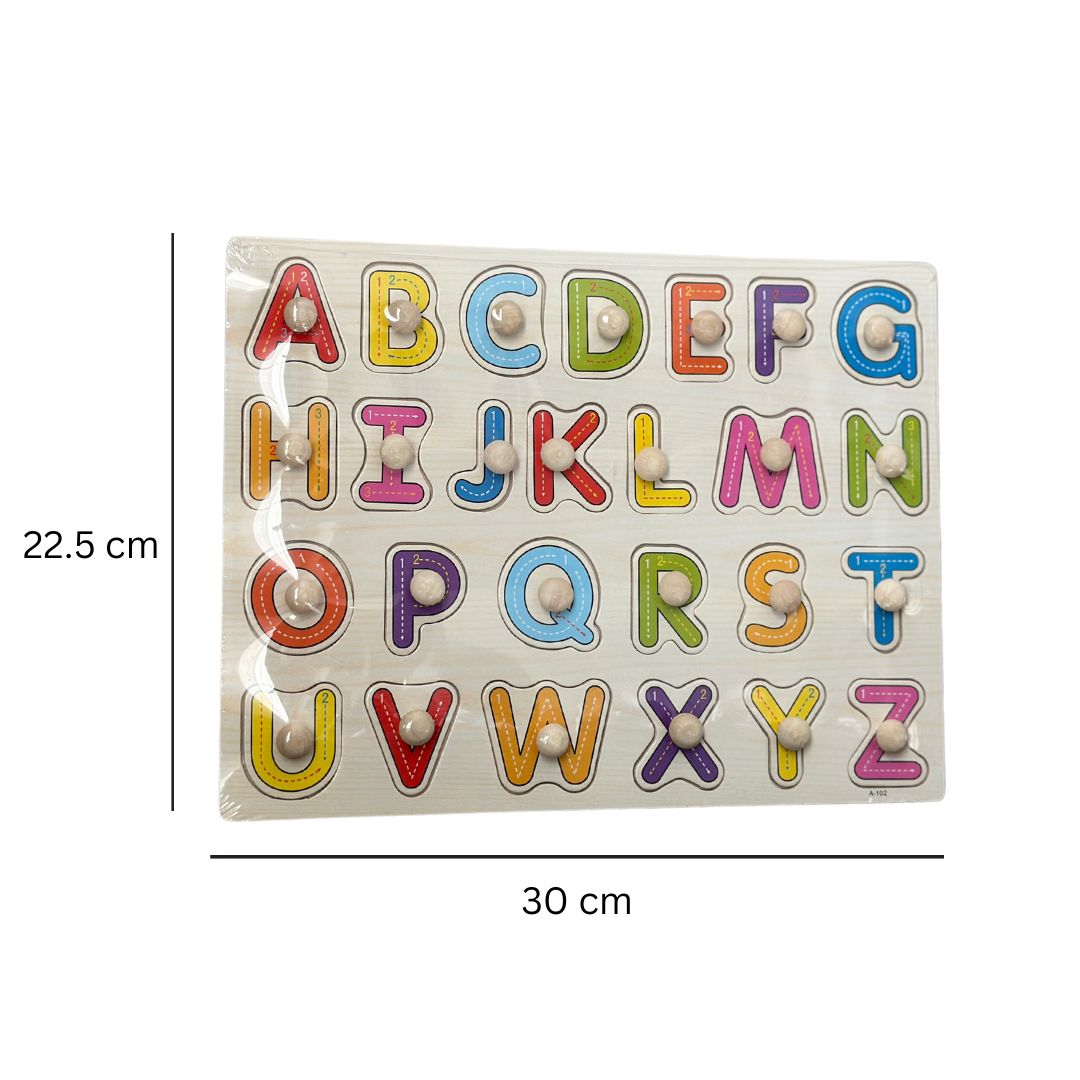 Puzzle incastru din lemn - 26 Litere, 2 ani+