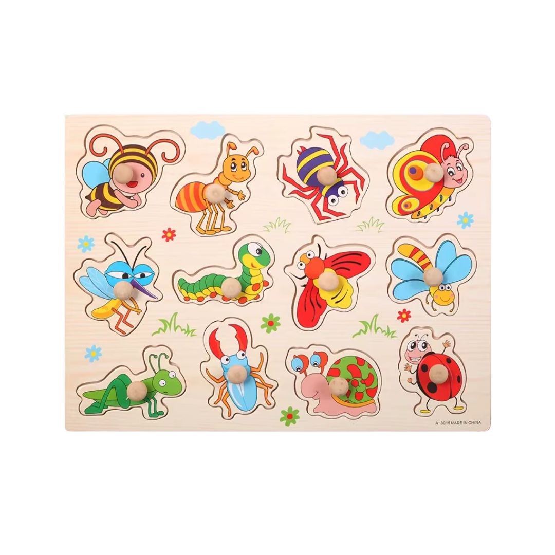 Puzzle incastru din lemn - Insecte