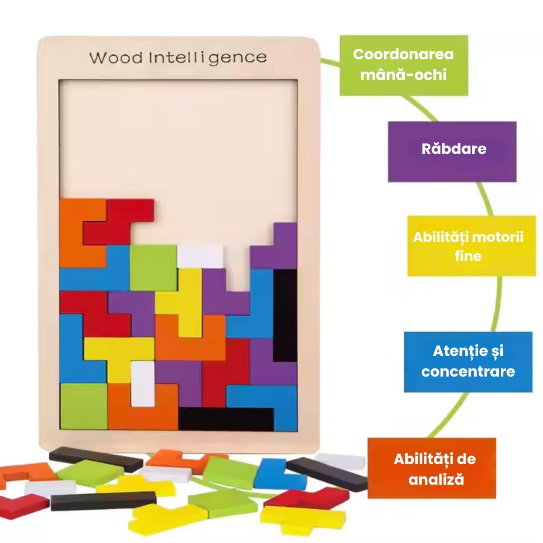Puzzle Tetris din lemn