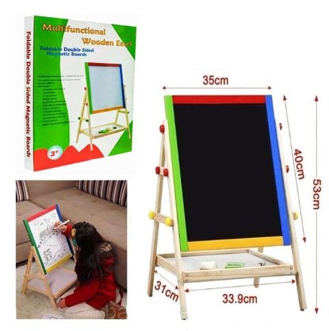 Tablă multifuncțională dublă din lemn 33,9 × 63,5 cm – 2 fețe de utilizare