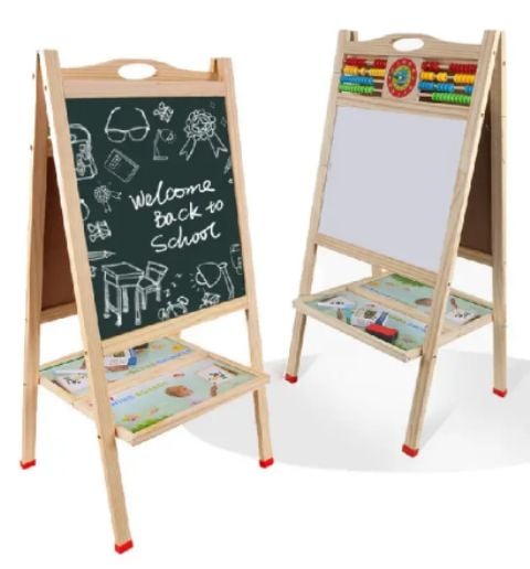 Tablă Multifuncțională Dublă din Lemn 87×37 cm – 2 Fețe de Scris / Magnetice