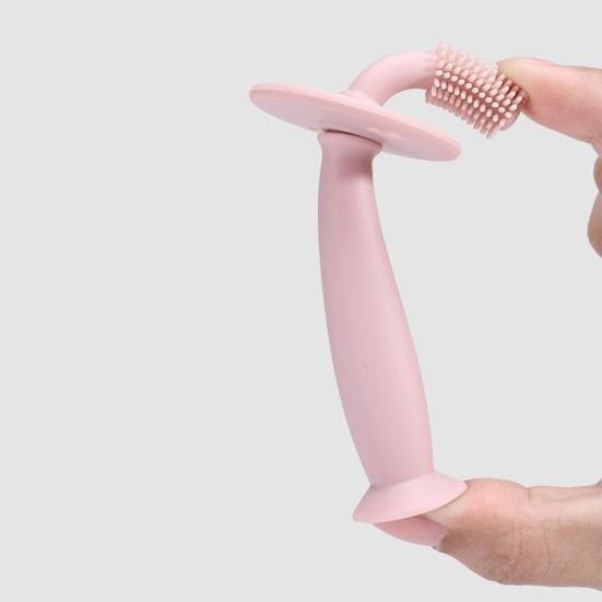 Periuță de dinți din silicon pentru bebeluși – Fără BPA, 360°, cu barieră anti-înghițire și mâner ergonomic