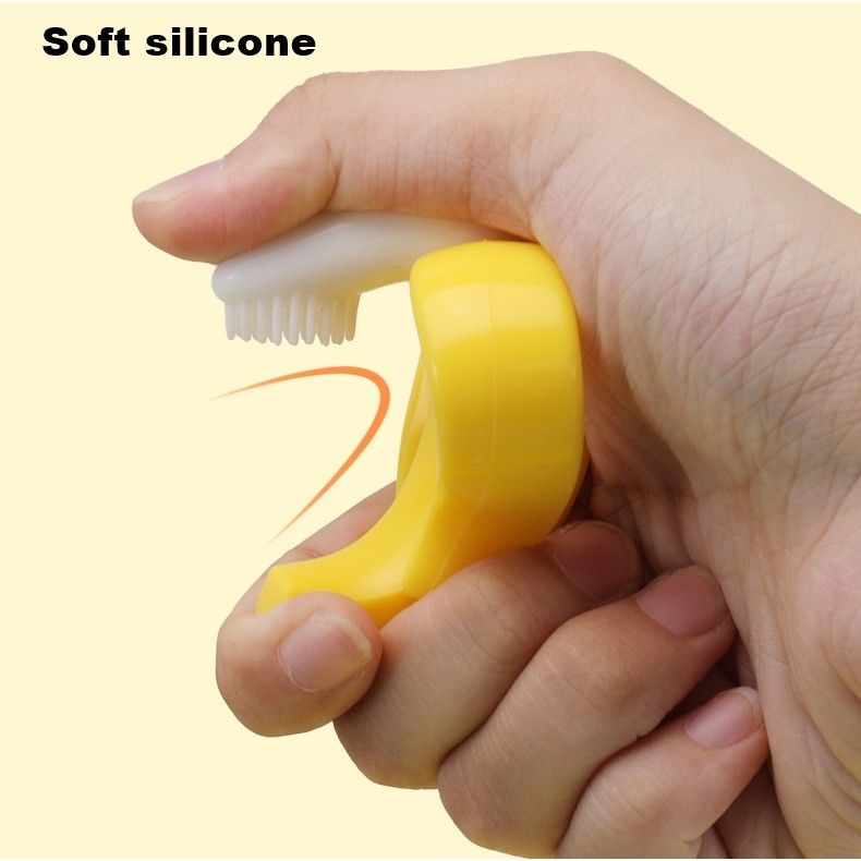 Jucărie de dentiție pentru bebeluși – Banană cu mânere, din silicon non-toxic, fără BPA