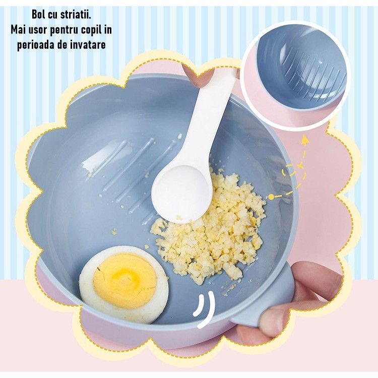 Caserolă pentru copii – Lunch Box 750 ml, cu două boluri, lingură și foarfecă, rezistentă la scurgeri